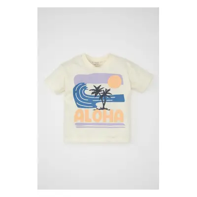 DEFACTO Baby Boy Crew Neck Palm Printed Short Sleeve T-Shirt