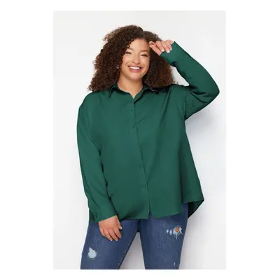 Trendyol Curve Emerald Green Woven Plus Size Shirt