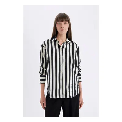 DEFACTO Oversize Wide Fit Striped Long Sleeve Shirt