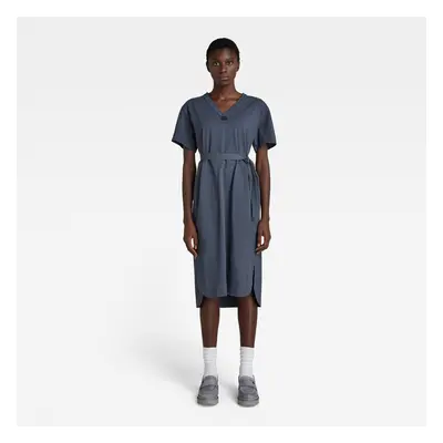 G-STAR Dress - Fabric mix belt dress with\s blue