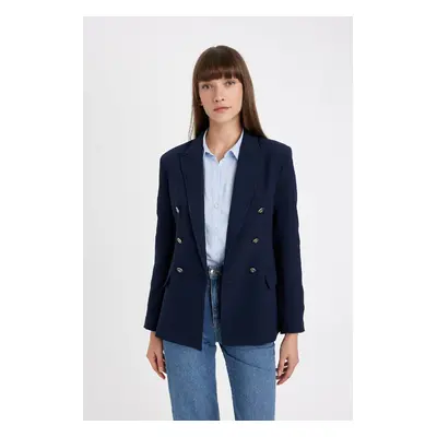 DEFACTO Oversize Wide Mold Shirt Collar Buttoned Basic Plain Blazer Jacket