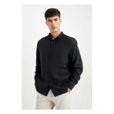 DEFACTO Relax Fit Polo Collar Poplin Long Sleeve Shirt