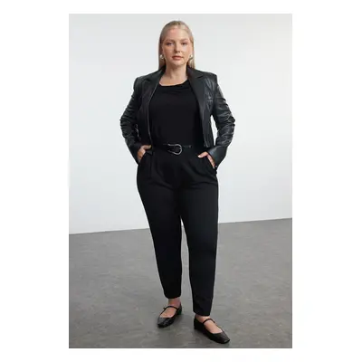 Trendyol Curve Black Carrot Fit Knitted Plus Size Trousers