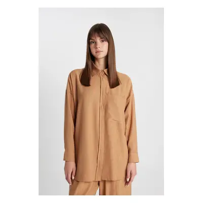 DEFACTO Relax Fit Crinkle Fabric Long Sleeve Shirt Tunic