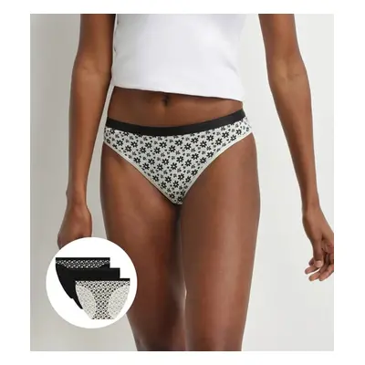 DIM LES POCKETS COTTON BOXER 3x - Women's Cotton Panties pcs - Black - White