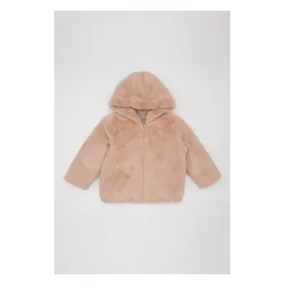 DEFACTO Baby Girl Fleece Lined Plush Hooded Coat