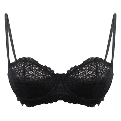 Trendyol Black Lace Underwire Openwork/Hole Covered Balconette Knitted Bra