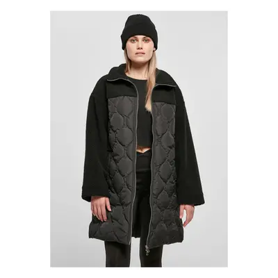 Dámský oversized Sherpa Quilted Coat černý