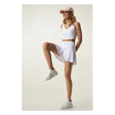 Happiness İstanbul White Tights Mini Tennis Skirt