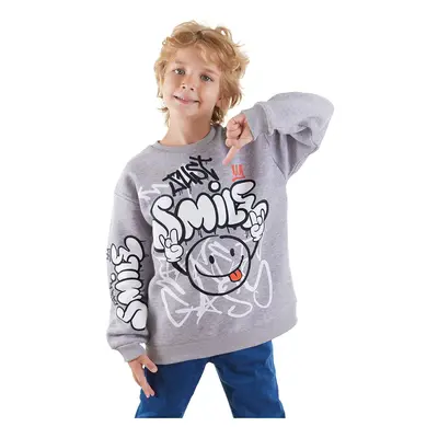 Denokids Just Smile Boy Grey Sweatshirt