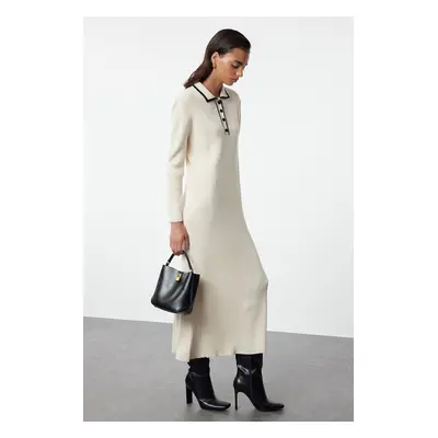 Trendyol Stone Collar Piping Polo Neck Knit Dress