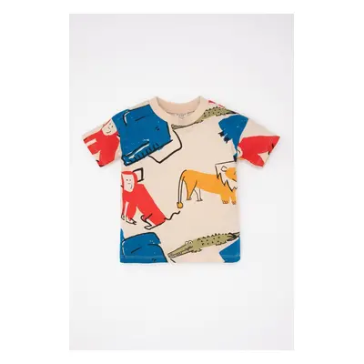 DEFACTO Baby Boy Crew Neck Animal Patterned Short Sleeve T-Shirt