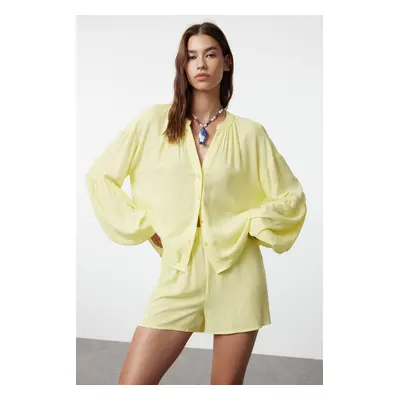 Trendyol Green Woven Shirt Shorts Set