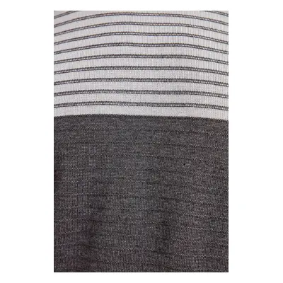 Trendyol Grey Slim Fit Crew Neck Striped Knitwear Sweater