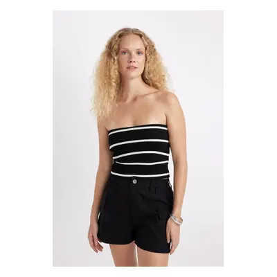 DEFACTO Slim Fit Striped Strapless Blouse