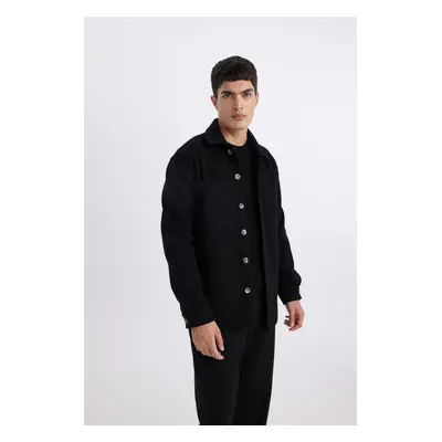 DEFACTO Relax Fit Polo Neck Wool Look Shirt Jacket