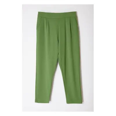 Trendyol Curve Green Carrot Fit Knitted Plus Size Trousers