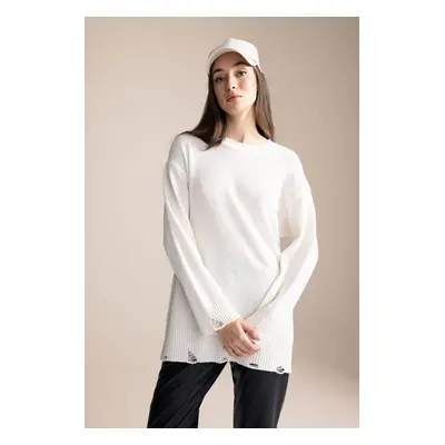 DEFACTO Regular Fit Crew Neck Basic Plain Knitwear Sweater Tunic