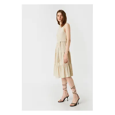 Koton Midi Length Dress With Tiered Belt