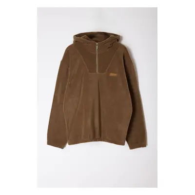 Trendyol Khaki Unisex Oversize/Wide Cut Stand Collar Anti-Pilling Warm/Fleece Sweatshirt