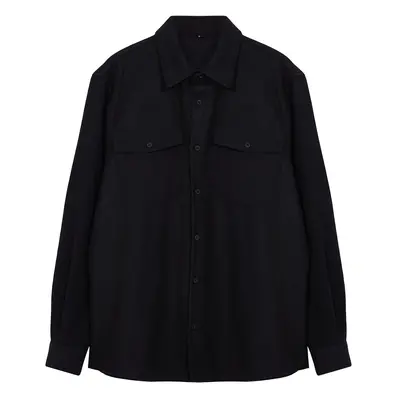 Trendyol Black Regular Parachute Pocket Cashmere Winter Textured Plus Size Jacket Shirt