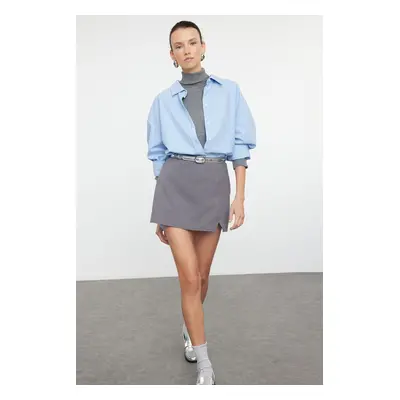 Trendyol Gray Mini Slit Detailed Woven Shorts Skirt