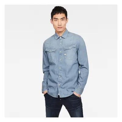 G-STAR Shirt - slim shirt l\s blue-grey