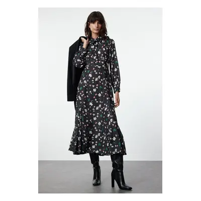 Trendyol Black Woven Flower Patterned Dress