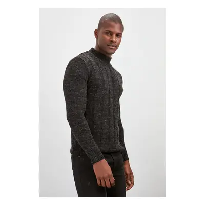 Trendyol Black Slim Fit Half Turtleneck Hair Knit Sweater