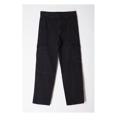 Trendyol Black 100% Cotton Baggy Fit Cargo Loose Jeans Trousers Jeans