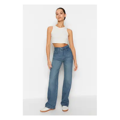 Trendyol Blue More Sustainable High Waist Wide Leg Jeans