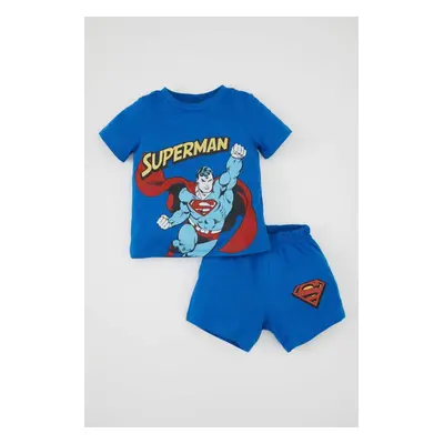 DEFACTO Baby Boy Pajama Set Superman Cotton Short Sleeve Top Shorts