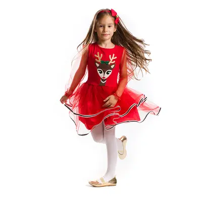 Denokids Tulle Girl Deer Red Christmas Tutu Dress