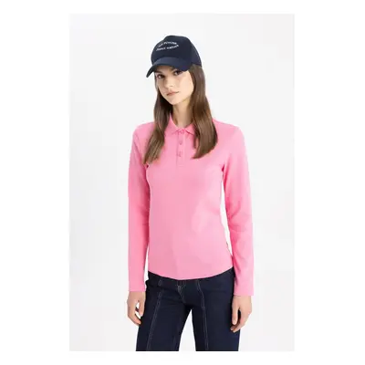 DEFACTO Polo Collar Basic Plain Long Sleeve T-Shirt Tunic