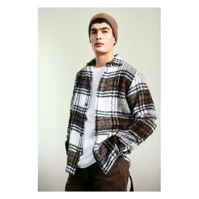 DEFACTO Regular Fit Polo Neck Checked Patterned Shirt Jacket