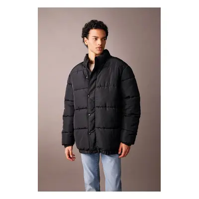 DEFACTO Stand Collar Puffer Jacket with Zipper and Snap Pocket