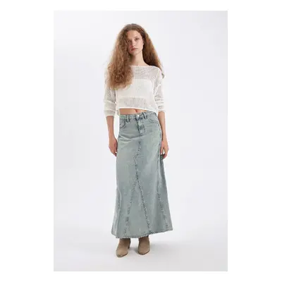 DEFACTO Fashion Fit Pocketed Jean Maxi Skirt