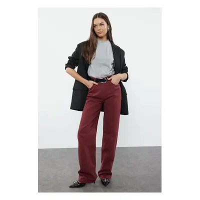 Trendyol Claret Red High Waist Wide Leg Jeans