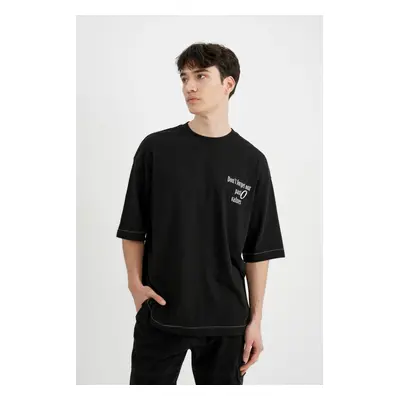 DEFACTO Loose Fit Crew Neck Back Printed Short Sleeve T-Shirt