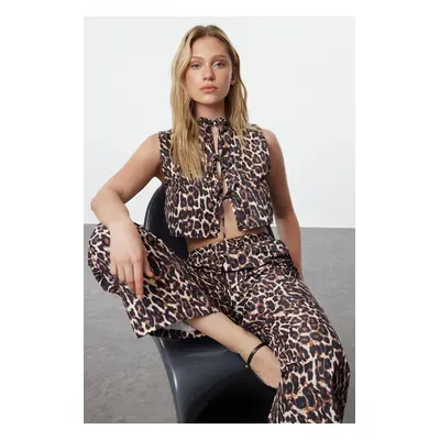 Trendyol Multicolored Animal Leopard Patterned Woven Blouse-Pants Set