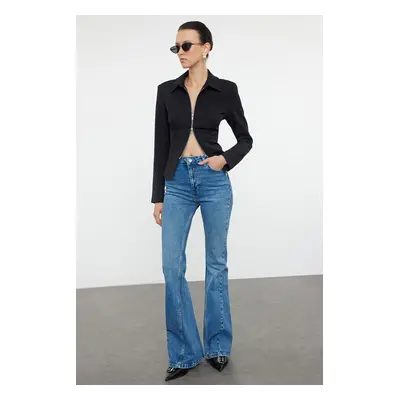 Trendyol Blue Stitching Detailed Normal Waist Flare Jeans