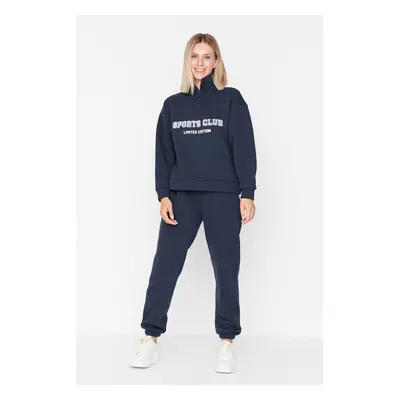 Trendyol Navy Blue Loose Jogger Fleece Inside Knitted Sweatpants