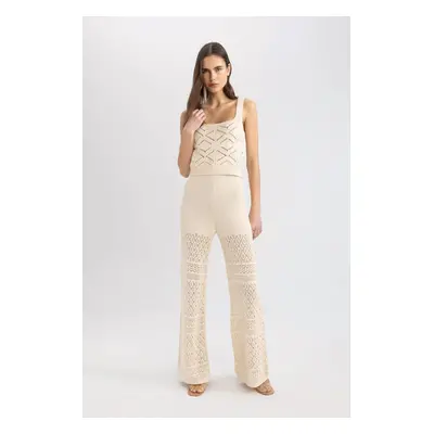 DEFACTO Wide Leg Crochet Lined Trousers