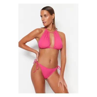 Trendyol Fuchsia Tie-Up Regular Leg Bikini Bottom