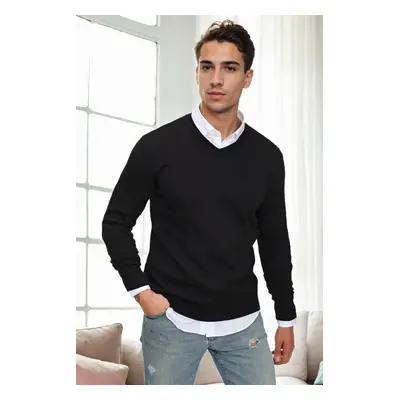 88341 Dewberry V Neck Knitwear Mens Sweater-BLACK