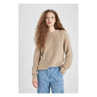 DEFACTO Crew Neck Thessaloniki Fabric Basic Plain Knitwear Sweater