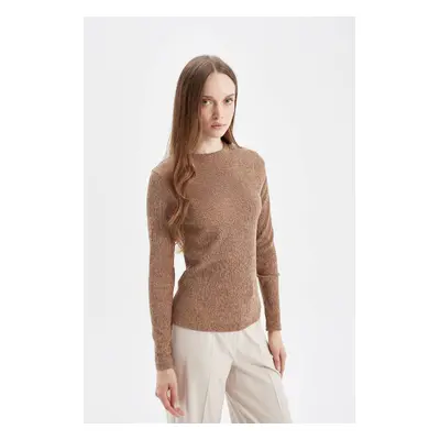 DEFACTO Crew Neck Long Sleeve Crepe Basic Plain T-Shirt Tunic