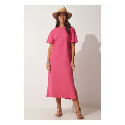 Happiness İstanbul Women's Pink Cotton Summer Daily Combed Combed Dress