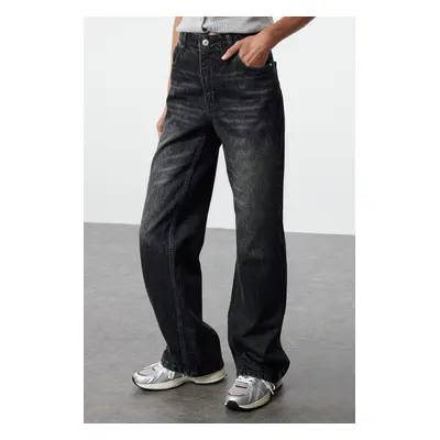 Trendyol Black Premium More Sustainable Normal Waist Wide Leg Jeans