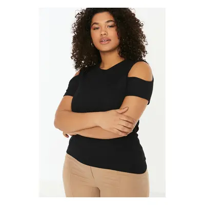 Trendyol Curve Black Knitted Cut-Out Detailed Knitted Blouse